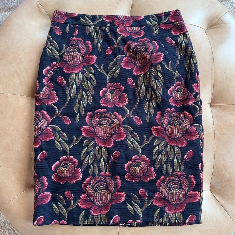 Floral Tapestry Pencil Skirt Black Asian Whimsigoth Dark Romantic Office 8